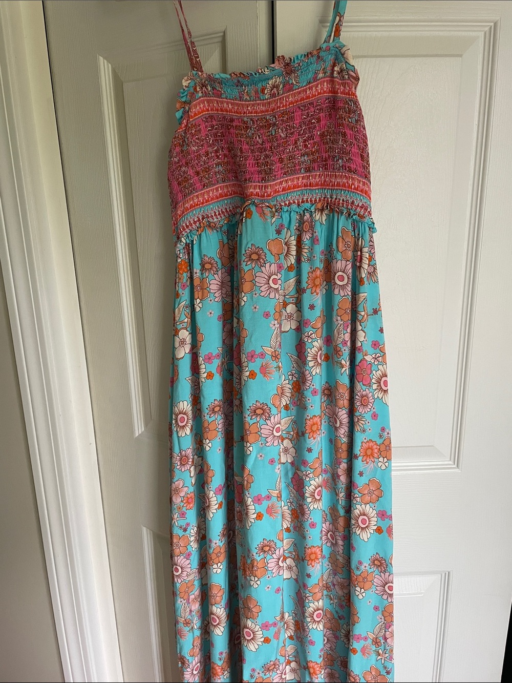 Cupshe Turquoise Pink Floral Maxi Dress